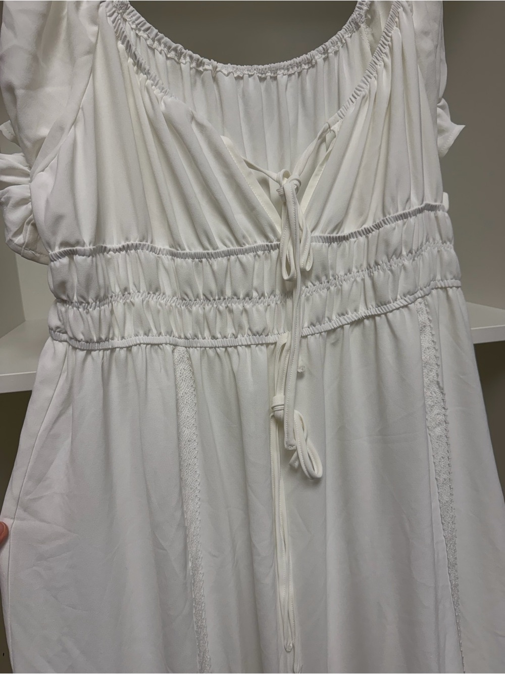White Tiered Eyelet Cotton Dress - Picture 3 of 3